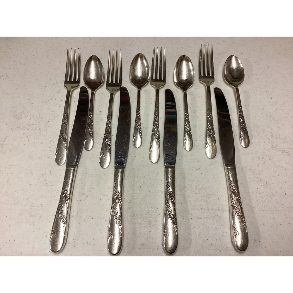 Tudor Plate Oneida Community "Bridal Wreath" Silver Plated Flatware 12pc Set